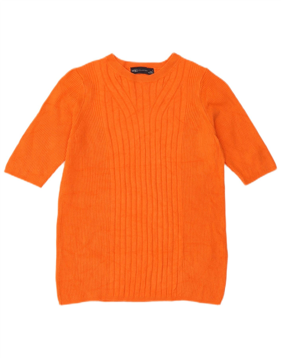 Marks & Spencer Womens Crew Neck Jumper Sweater UK 12 Medium Orange