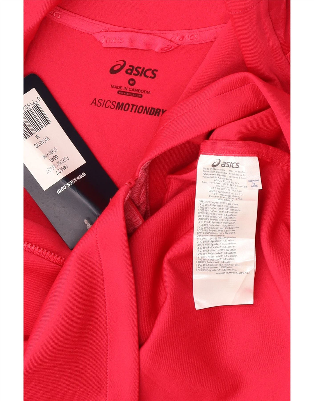 Asics Womens Tracksuit Top Jacket UK 12 Medium Pink Spotted Polyester