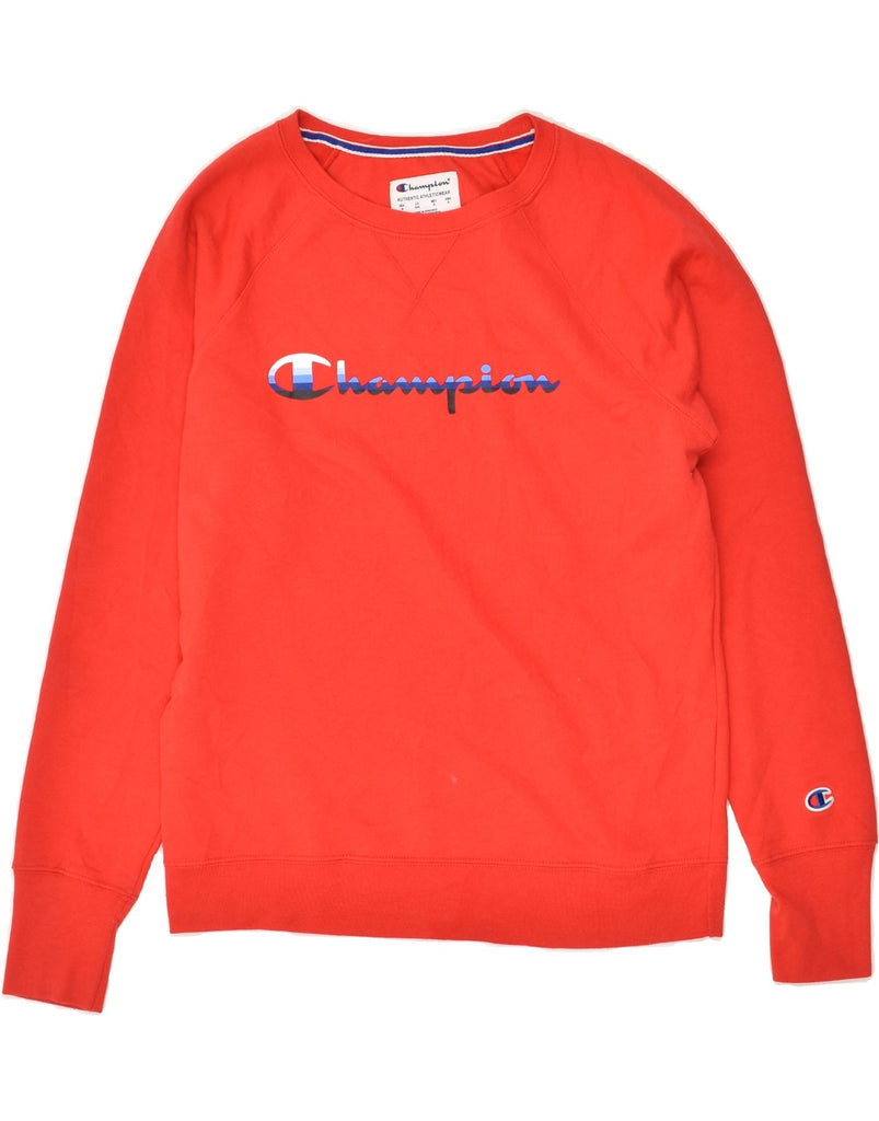 CHAMPION Mens Graphic Sweatshirt Jumper Medium Red Cotton | Vintage Champion | Thrift | Second-Hand Champion | Used Clothing | Messina Hembry 