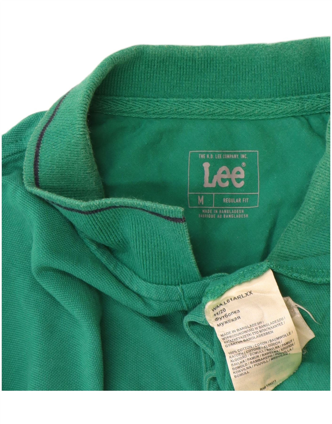 Lee Mens Regular Fit Polo Shirt Medium Green Cotton
