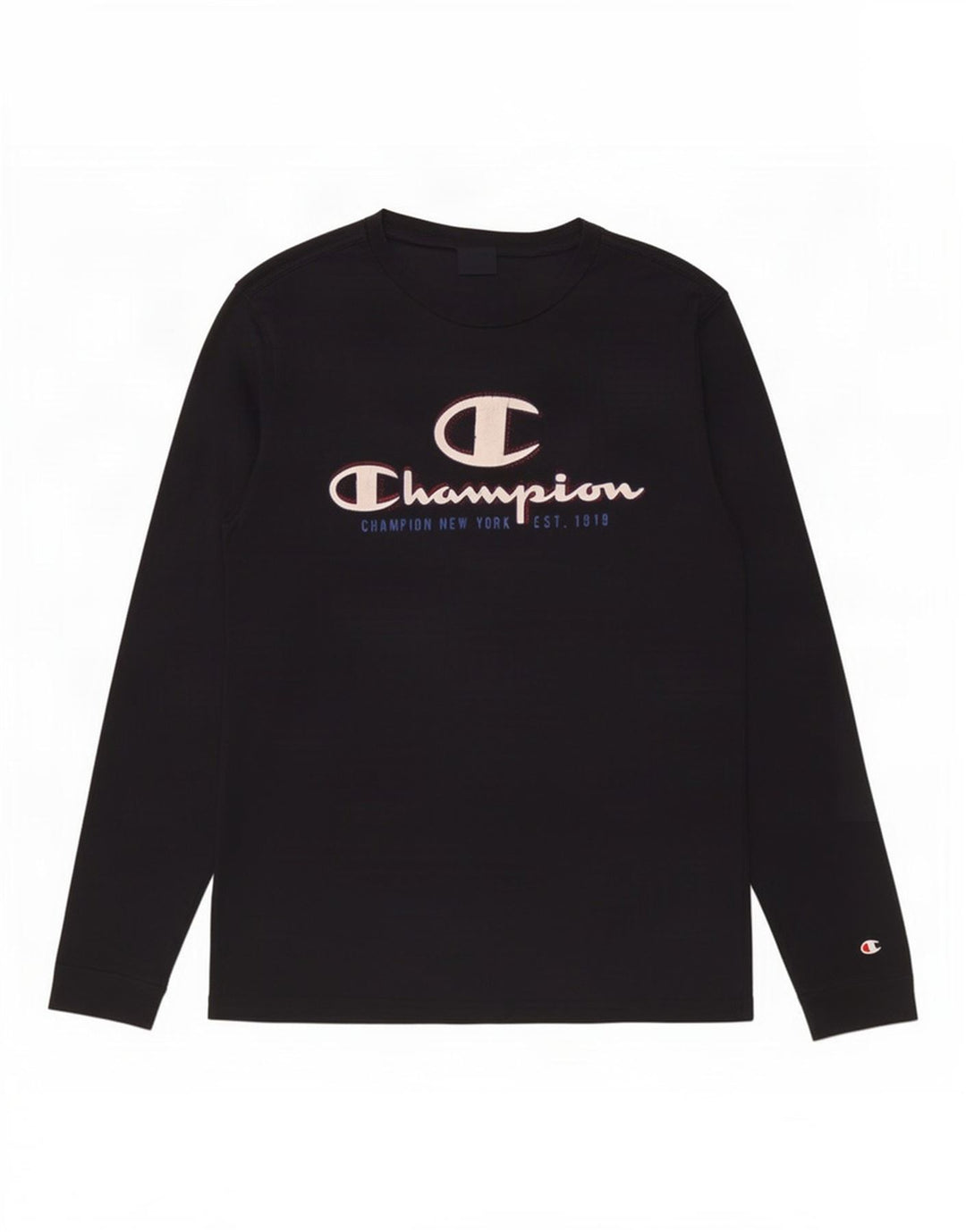 Champion Mens Graphic Top Long Sleeve Medium Navy Blue Cotton