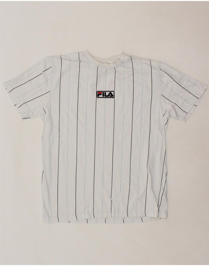 FILA Mens T-Shirt Top Small Blue Striped Cotton Vintage Fila and Second-Hand Fila from Messina Hembry 