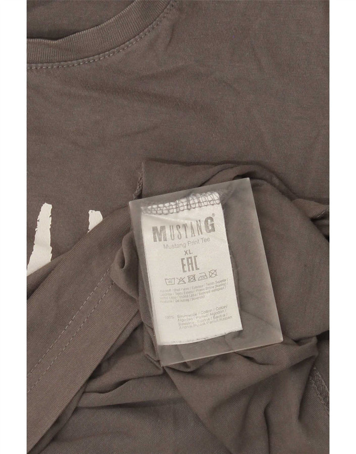Mustang Mens Graphic T-Shirt Top XL Grey Cotton