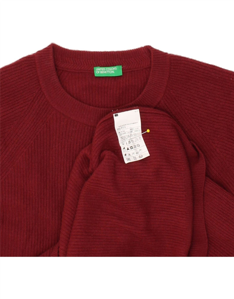 BENETTON Womens Crew Neck Jumper Sweater UK 20 2XL Maroon Wool Vintage Benetton and Second-Hand Benetton from Messina Hembry 