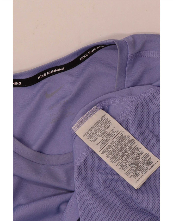 Nike Womens Dri Fit T-Shirt Top UK 10 Small Purple Polyester