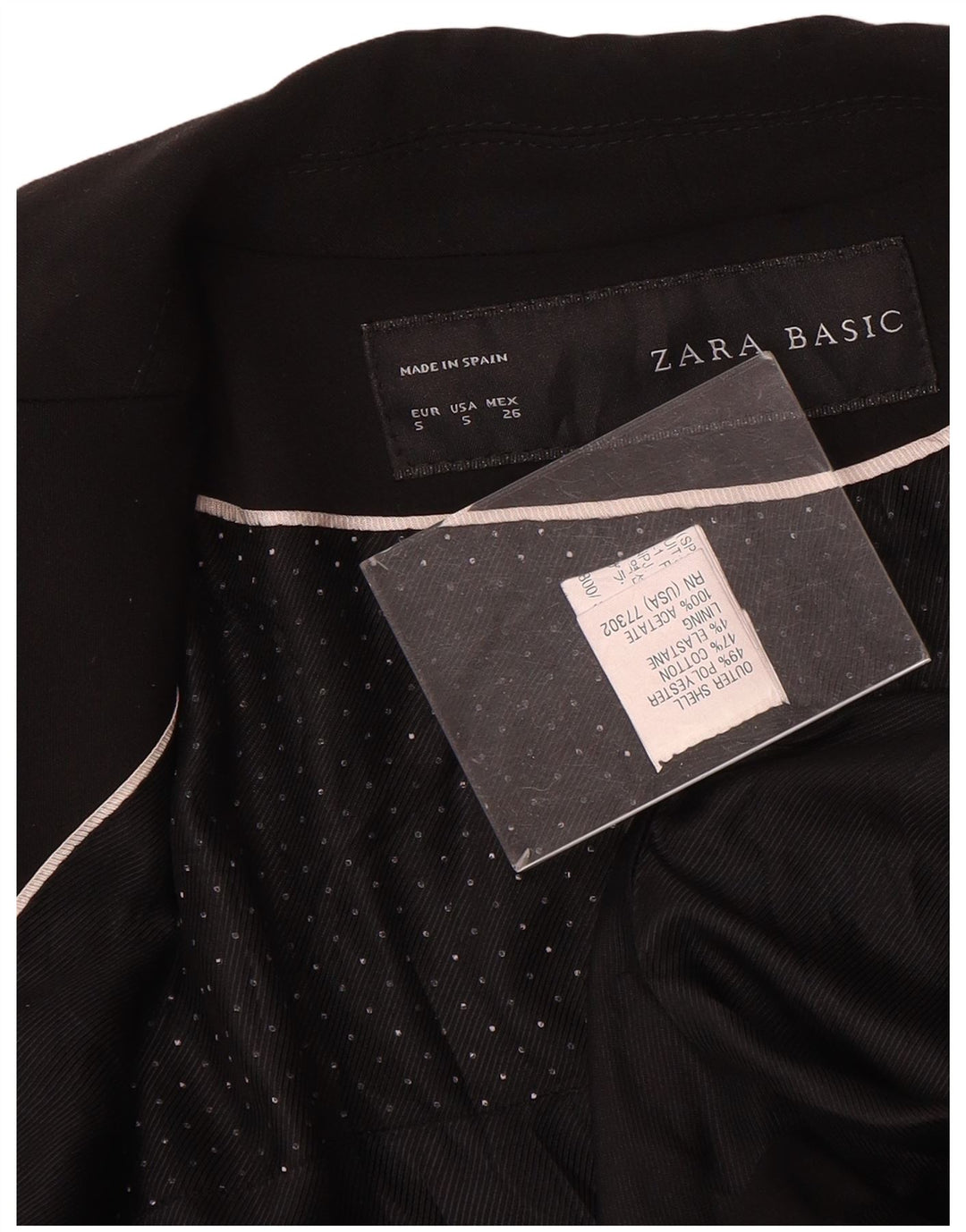 Zara Womens 1 Button Blazer Jacket UK 10 Small Black Polyester