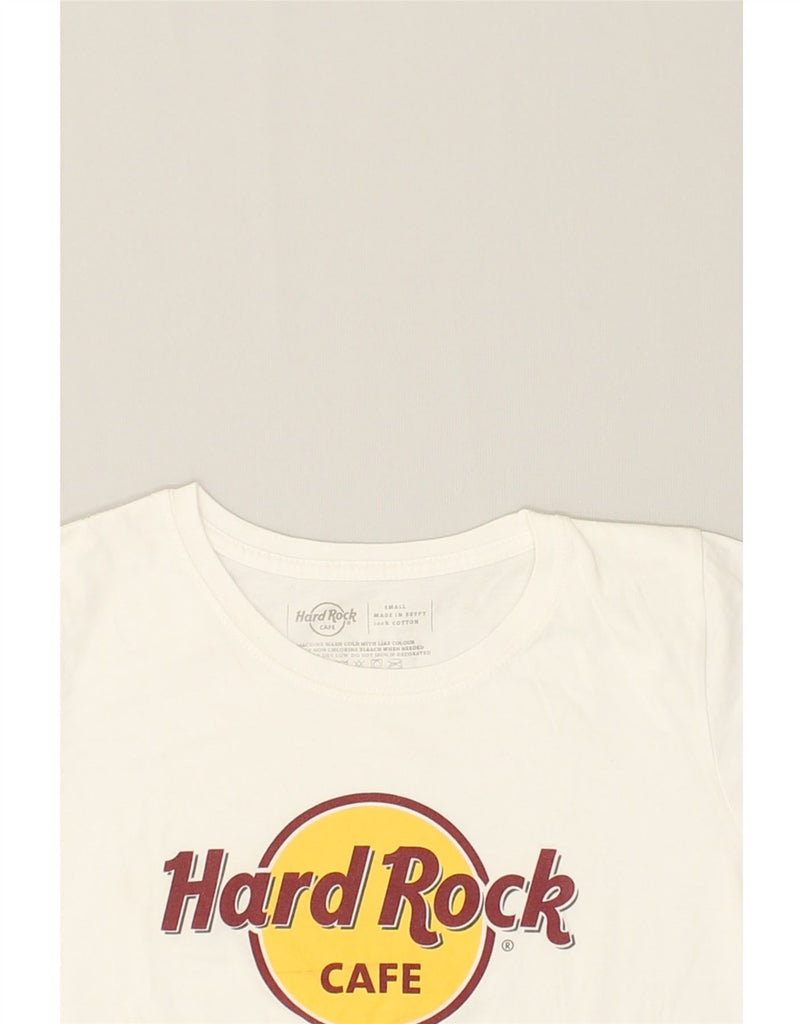 HARD ROCK CAFE Womens Malta Graphic T-Shirt Top UK 10 Small White Cotton | Vintage Hard Rock Cafe | Thrift | Second-Hand Hard Rock Cafe | Used Clothing | Messina Hembry 