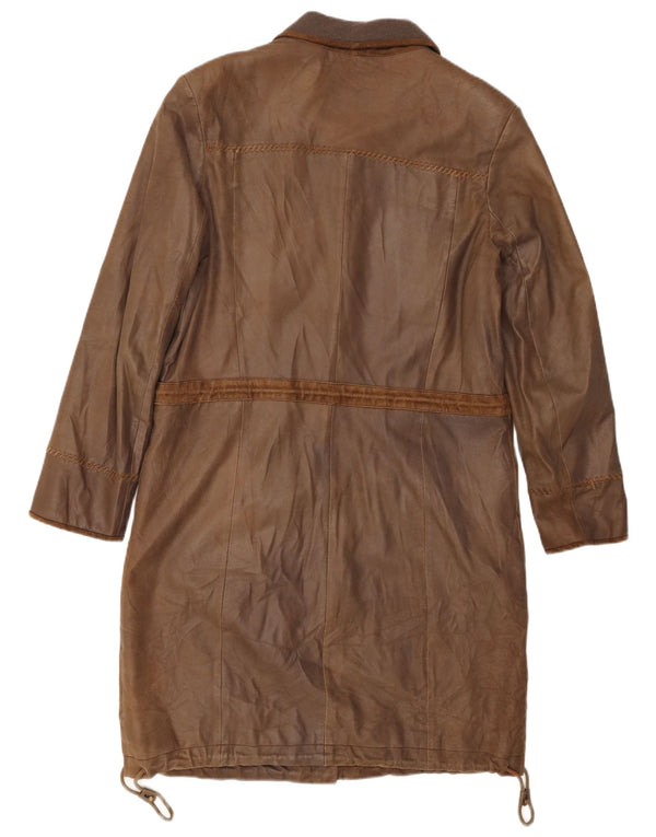 Conbipel Womens Leather Coat IT 46 Large Khaki