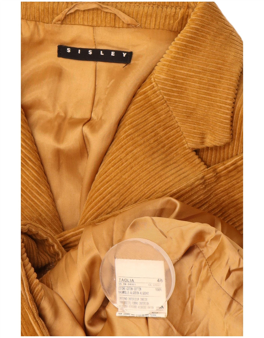 Sisley Mens 3 Button Corduroy Blazer Jacket UK 46 3XL Brown Cotton