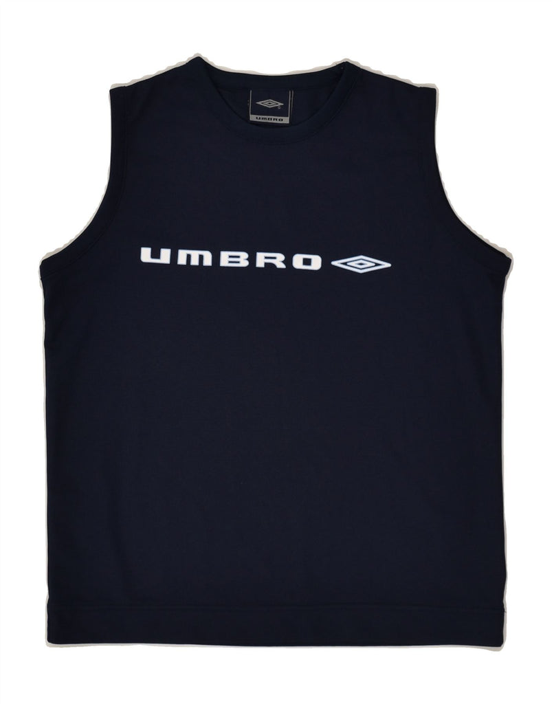 UMBRO Boys Graphic Vest Top 10-11 Years Navy Blue Polyester | Vintage Umbro | Thrift | Second-Hand Umbro | Used Clothing | Messina Hembry 