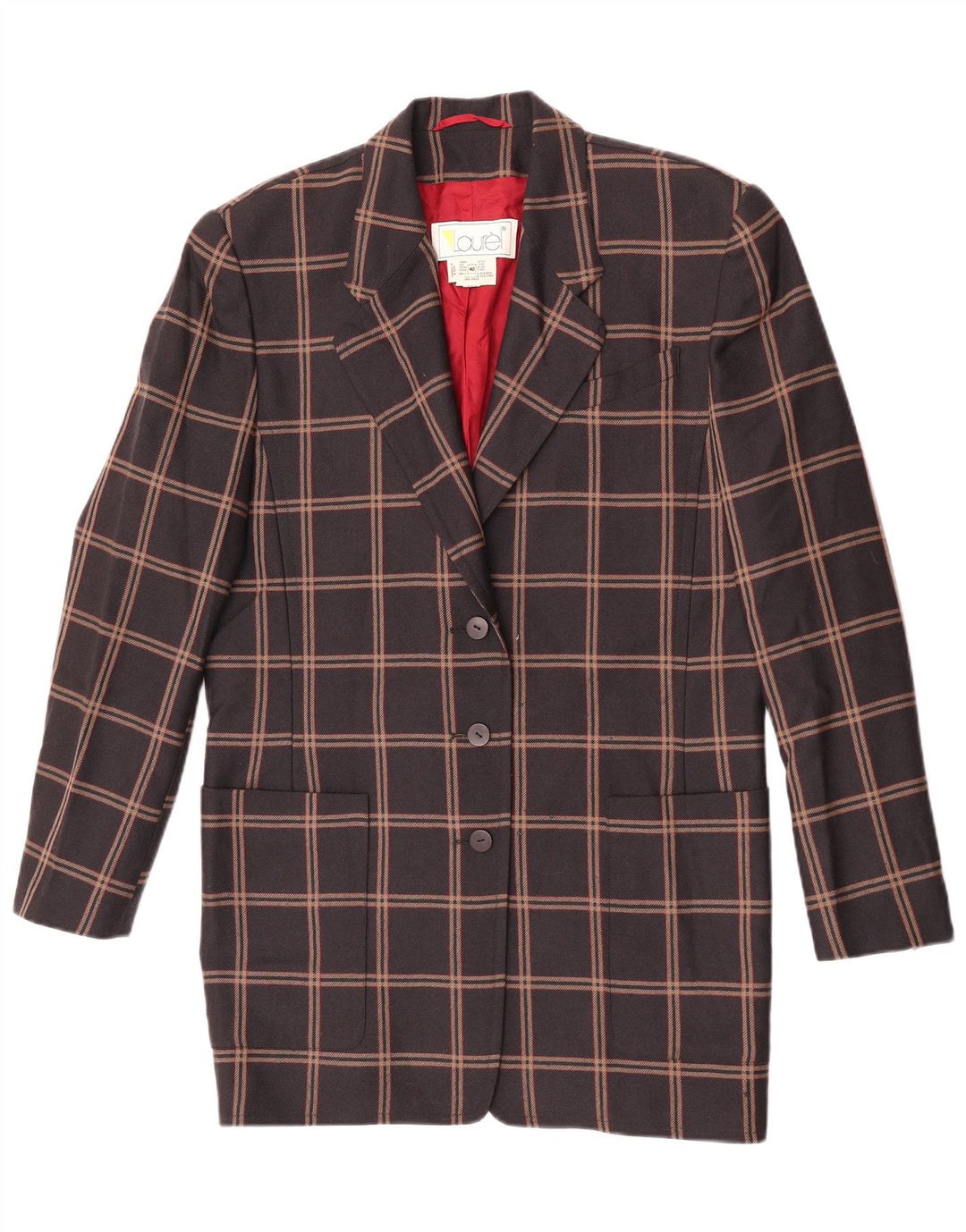 Laurel Womens Longline 3 Button Blazer Jacket EU 40 Medium Brown Plaid