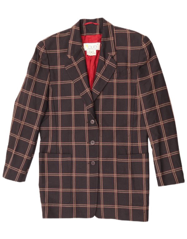 Laurel Womens Longline 3 Button Blazer Jacket EU 40 Medium Brown Plaid