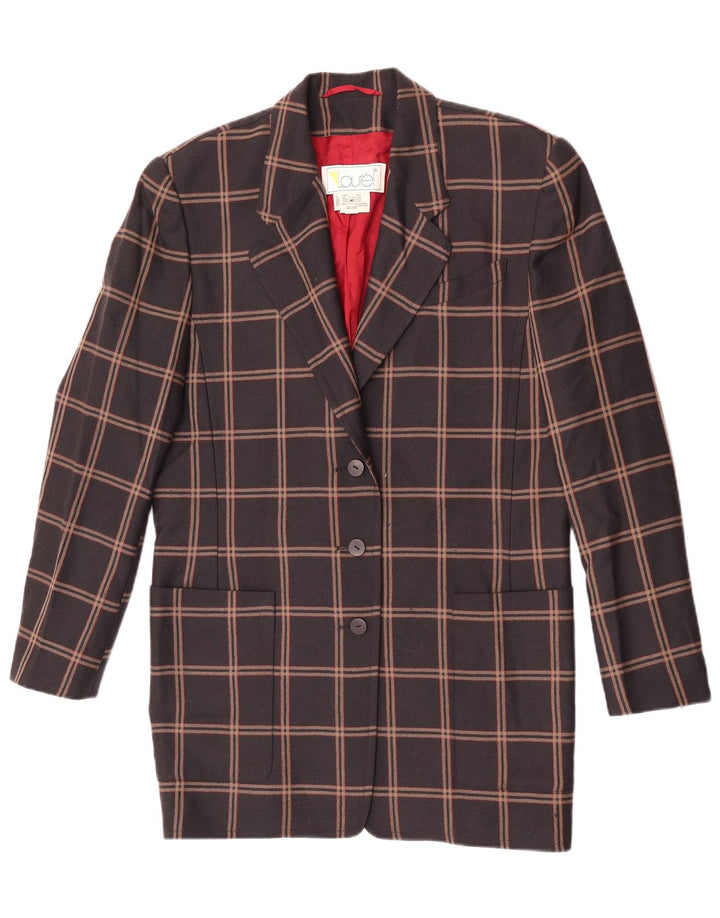 Laurel Womens Longline 3 Button Blazer Jacket EU 40 Medium Brown Plaid