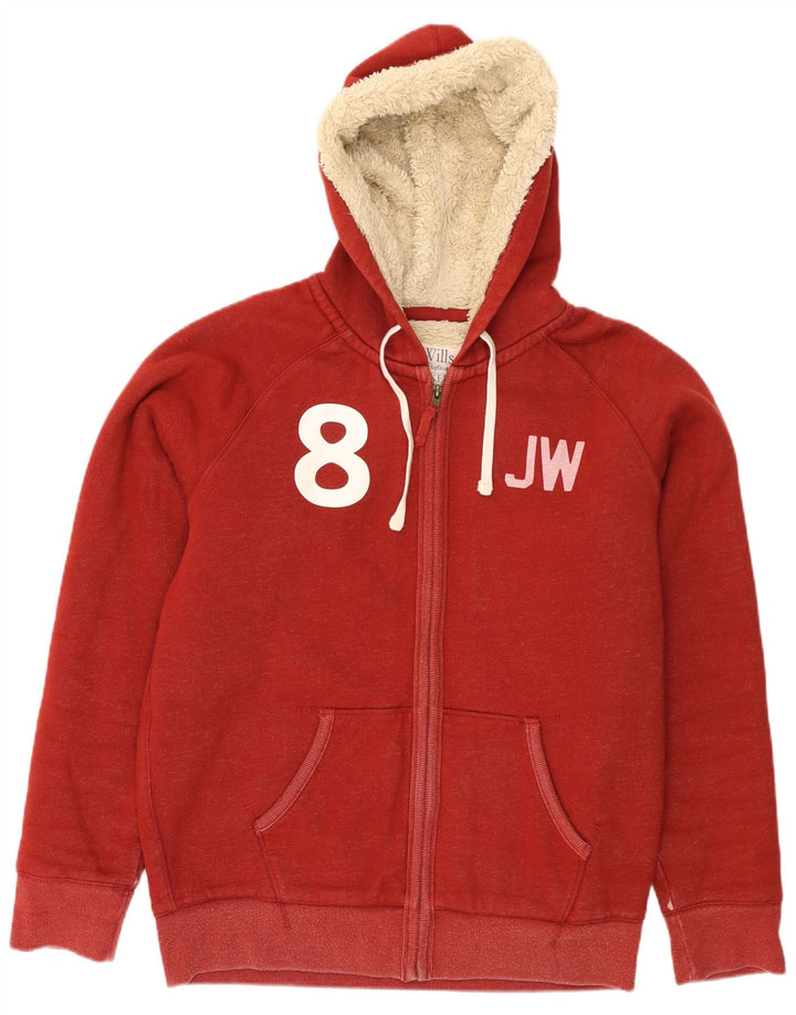 JACK WILLS Mens Graphic Zip Hoodie Sweater XL Red Cotton