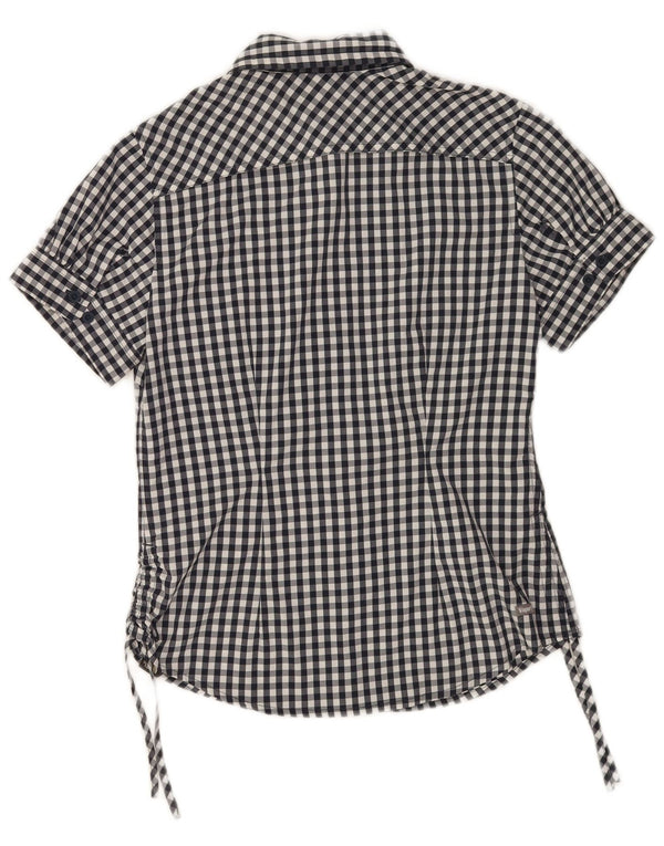 The North Face Womens Short Sleeve Shirt Blouse UK 12 Medium Black Check