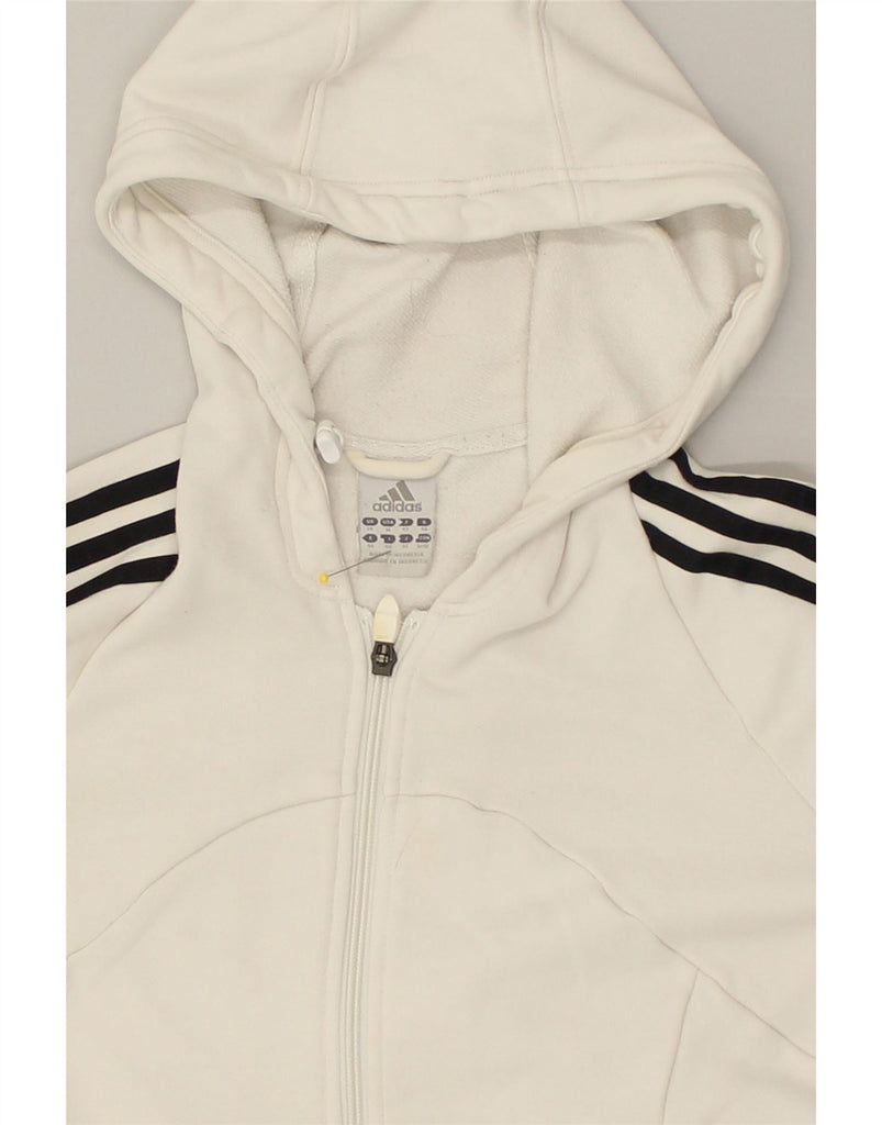 ADIDAS Womens Zip Hoodie Sweater UK 14 Large  White Cotton | Vintage Adidas | Thrift | Second-Hand Adidas | Used Clothing | Messina Hembry 