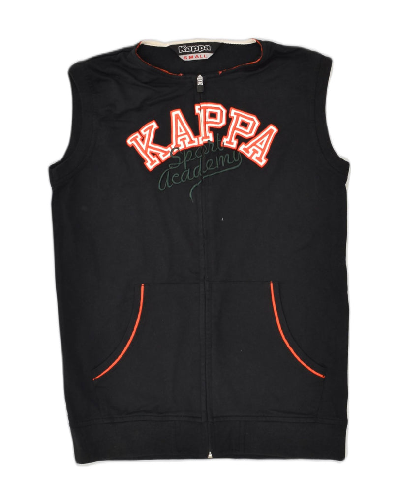 KAPPA Mens Sleeveless Graphic Tracksuit Top Jacket Small Black Cotton | Vintage Kappa | Thrift | Second-Hand Kappa | Used Clothing | Messina Hembry 