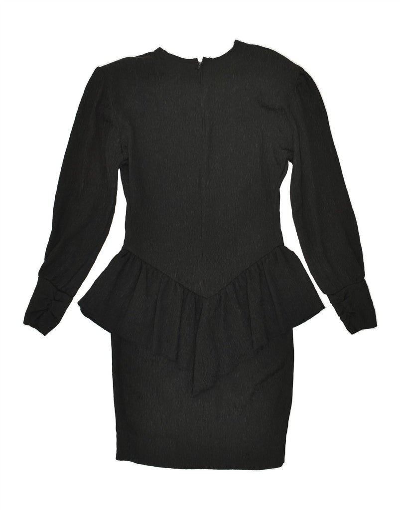 VINTAGE Womens Peplum Dress UK 14 Large Black Cotton | Vintage Vintage | Thrift | Second-Hand Vintage | Used Clothing | Messina Hembry 