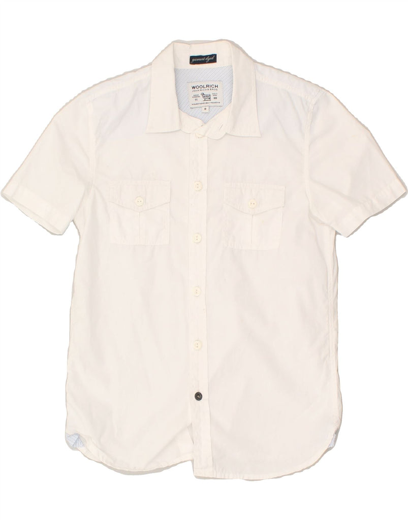 WOOLRICH Boys Garment Dyed Short Sleeve Shirt 7-8 Years White | Vintage Woolrich | Thrift | Second-Hand Woolrich | Used Clothing | Messina Hembry 