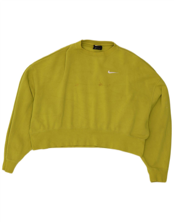 Nike Womens Crop Oversized Sweatshirt Jumper UK 10 Small Green Cotton