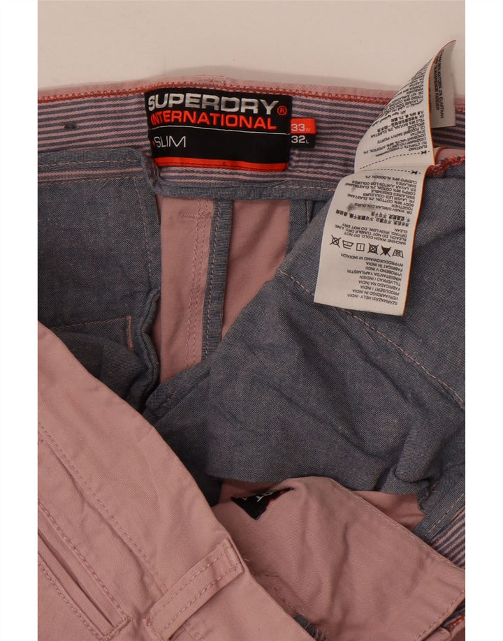Superdry Mens Slim Chino Trousers W33 L32 Pink Cotton