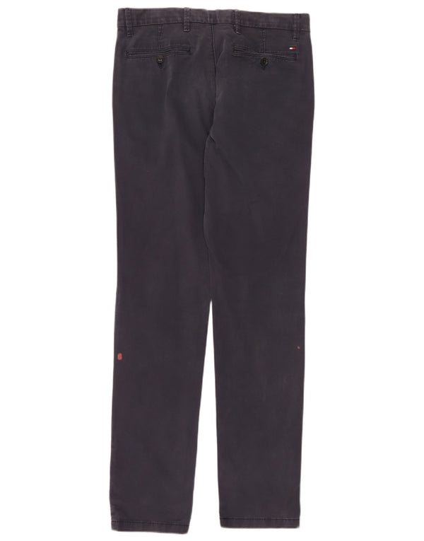 Tommy Hilfiger Mens Straight Chino Trousers W32 L34 Navy Blue Cotton