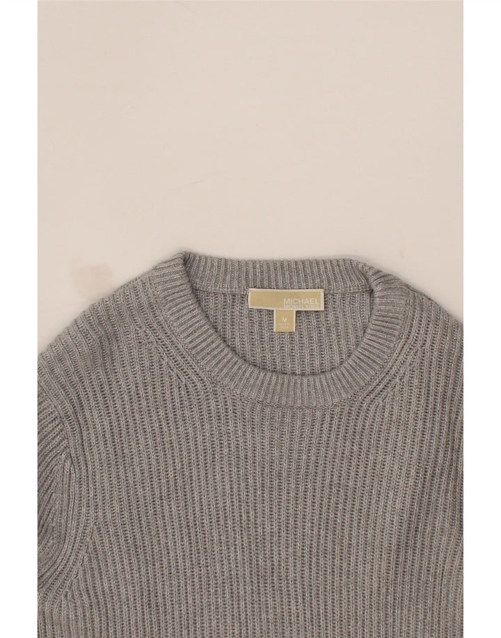 MICHAEL KORS Womens Longline Crew Neck Jumper Sweater UK 14 Medium Grey Vintage Michael Kors and Second-Hand Michael Kors from Messina Hembry 