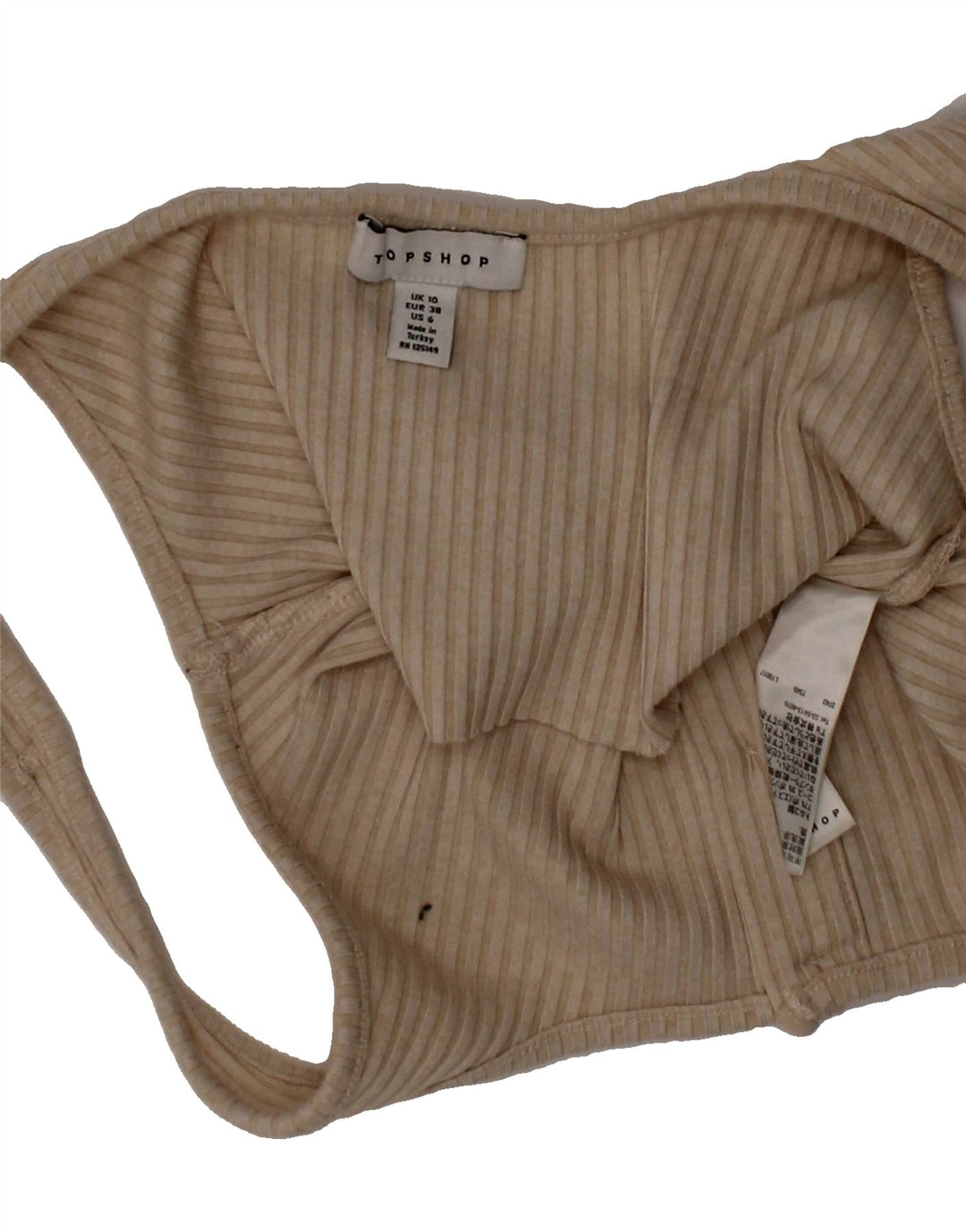 TOPSHOP Womens Crop Top UK 10 Small Beige Polyester Vintage Topshop and Second-Hand Topshop from Messina Hembry 