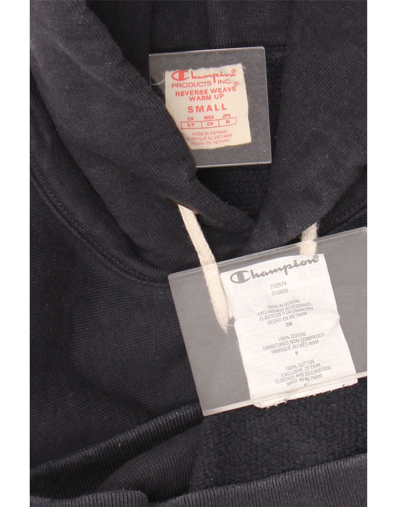 CHAMPION Womens Reverse Weave Graphic Hoodie Jumper UK 10 Small Navy Blue Vintage Champion and Second-Hand Champion from Messina Hembry 