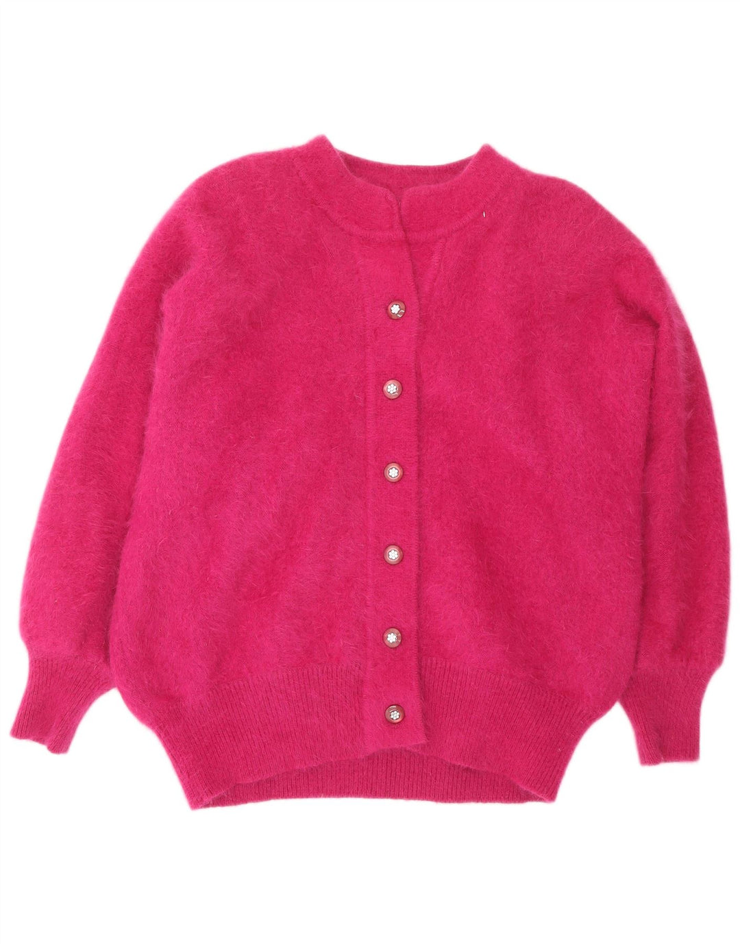 VINTAGE Womens Cardigan Sweater UK 20 2XL Pink Angora