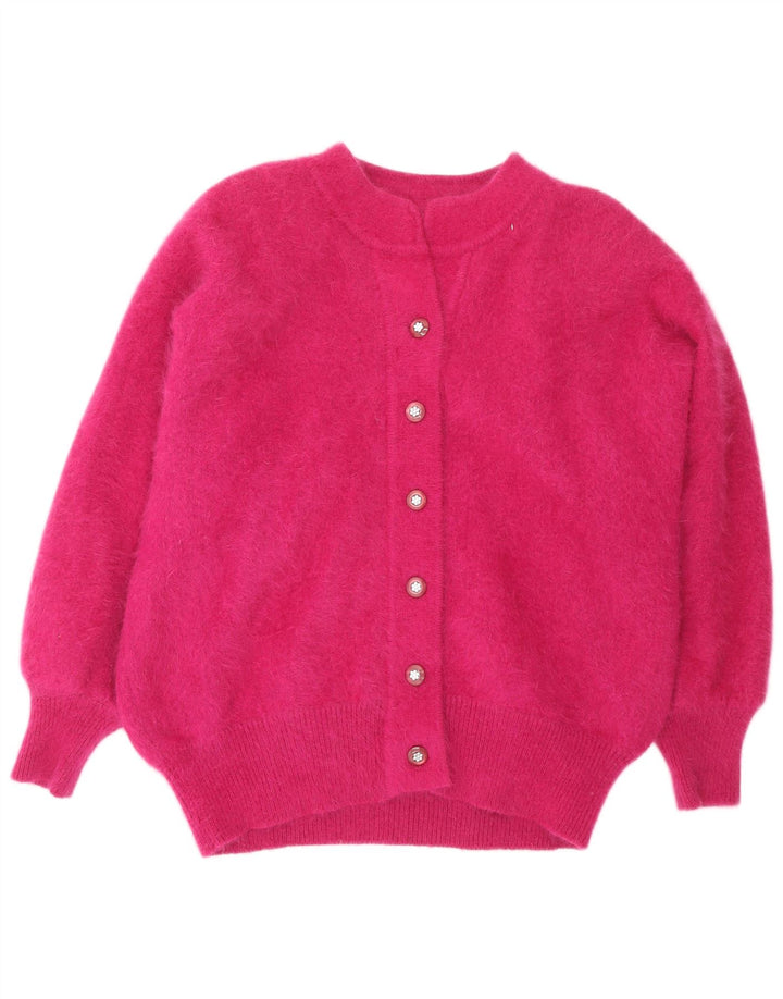 VINTAGE Womens Cardigan Sweater UK 20 2XL Pink Angora