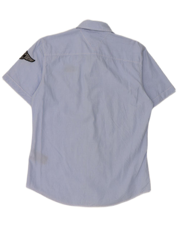 Tommy Hilfiger Mens Graphic Short Sleeve Shirt Medium Blue Striped Cotton