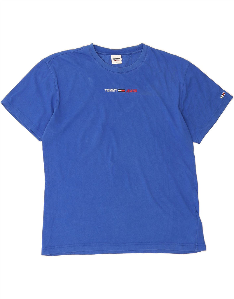 TOMMY HILFIGER Mens Graphic T-Shirt Top XL Blue Cotton Vintage Tommy Hilfiger and Second-Hand Tommy Hilfiger from Messina Hembry 