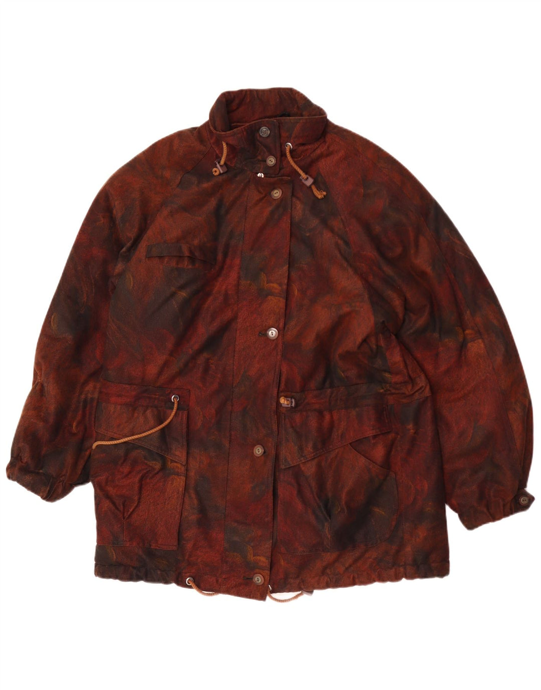 Vintage Womens Windbreaker Jacket UK 18 XL Brown Floral Polyester