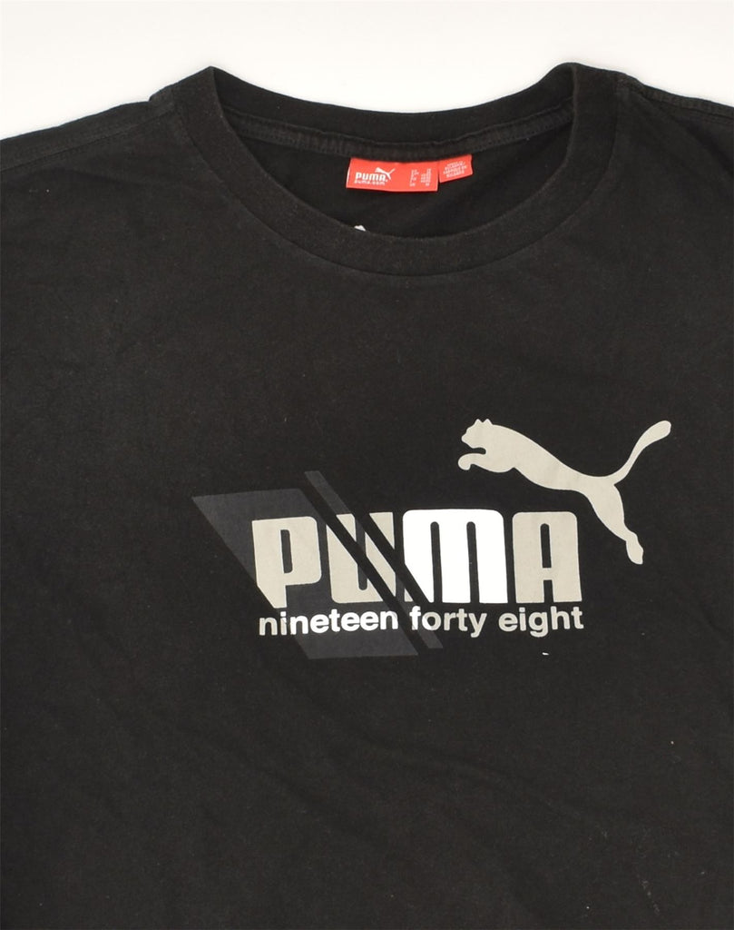 PUMA Mens Graphic T-Shirt Top Medium Black Cotton | Vintage Puma | Thrift | Second-Hand Puma | Used Clothing | Messina Hembry 