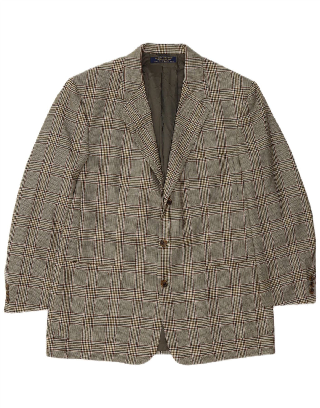 Brooks Brothers Mens 3 Button Blazer Jacket IT 54 2XL Grey Houndstooth Wool