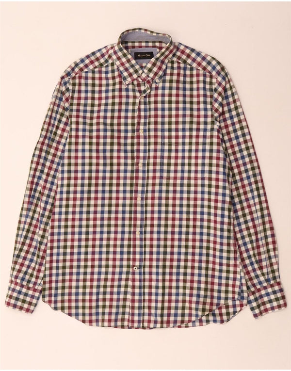 MASSIMO DUTTI Mens Flannel Shirt Medium Multicoloured Gingham Cotton