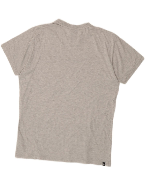 Hummel Mens Graphic T-Shirt Top Large Grey Cotton