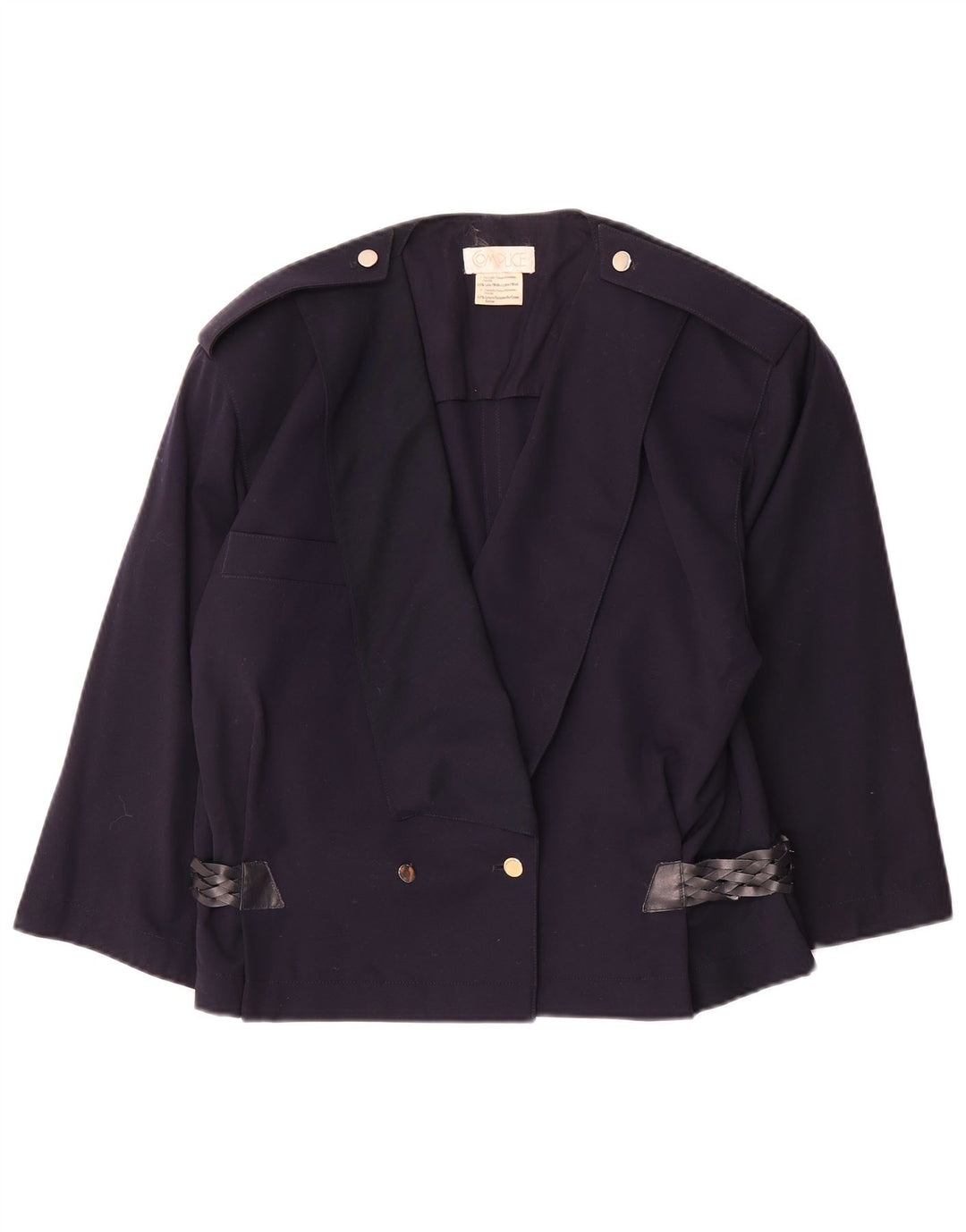 Complice Womens Military 3/4 Sleeve Blazer Jacket EU 40 Medium Navy Blue