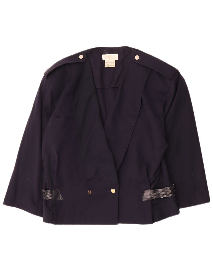 Complice Womens Military 3/4 Sleeve Blazer Jacket EU 40 Medium Navy Blue
