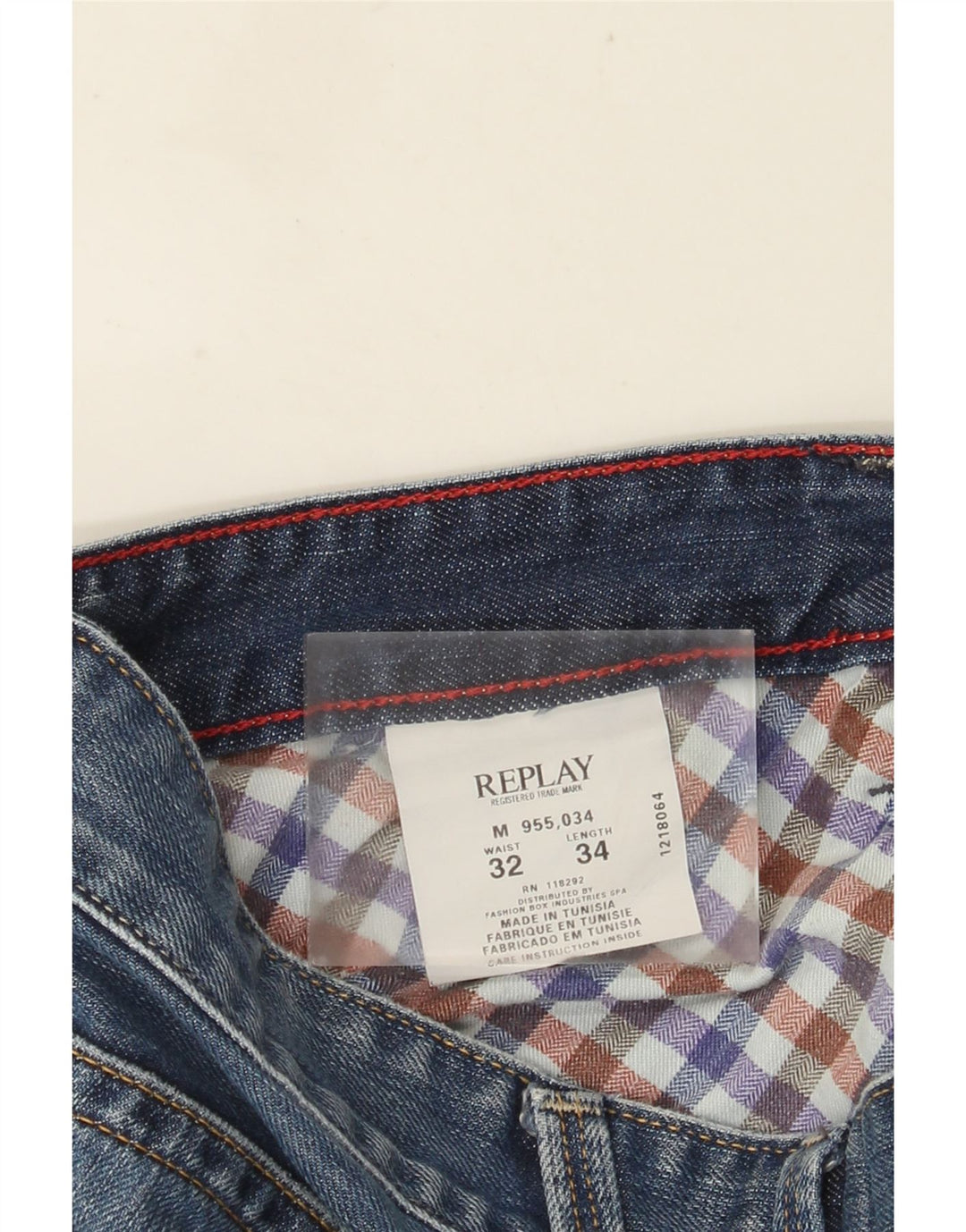 REPLAY Mens Straight Jeans W32 L34 Blue Cotton