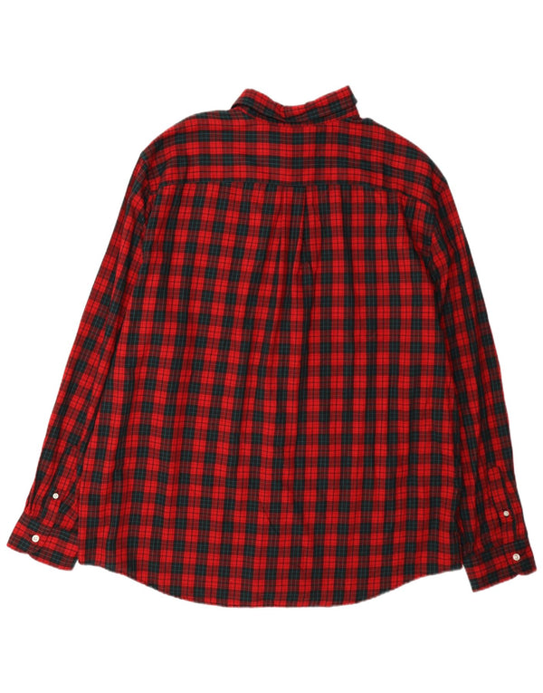 Chaps Mens Flannel Shirt 2XL Red Check Cotton