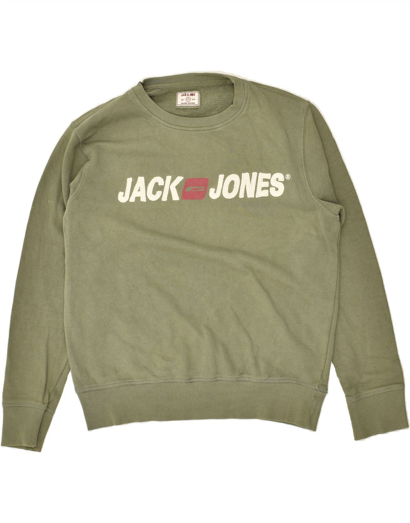 JACK & JONES Mens Graphic Sweatshirt Jumper Medium Green Cotton | Vintage Jack & Jones | Thrift | Second-Hand Jack & Jones | Used Clothing | Messina Hembry 