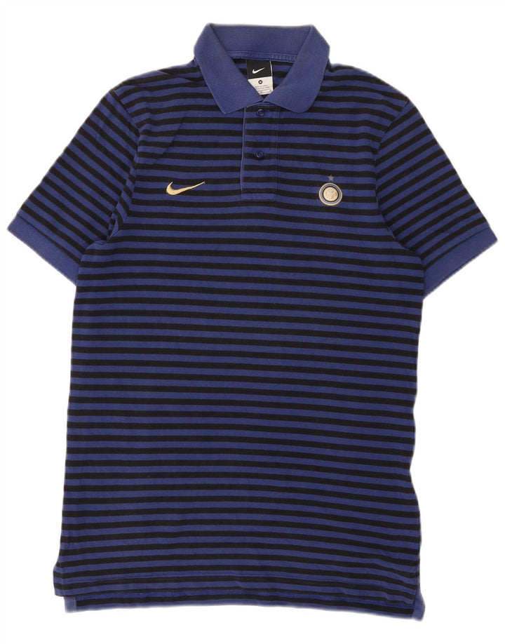 Nike Mens Inter Milan Polo Shirt Medium Navy Blue Striped Cotton
