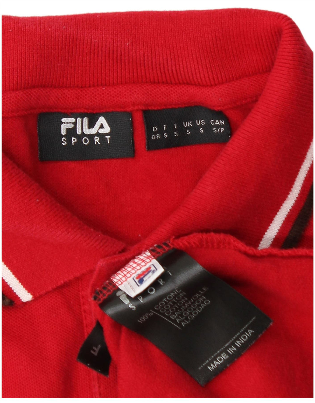 Fila Mens Long Sleeve Polo Shirt Small Red Cotton