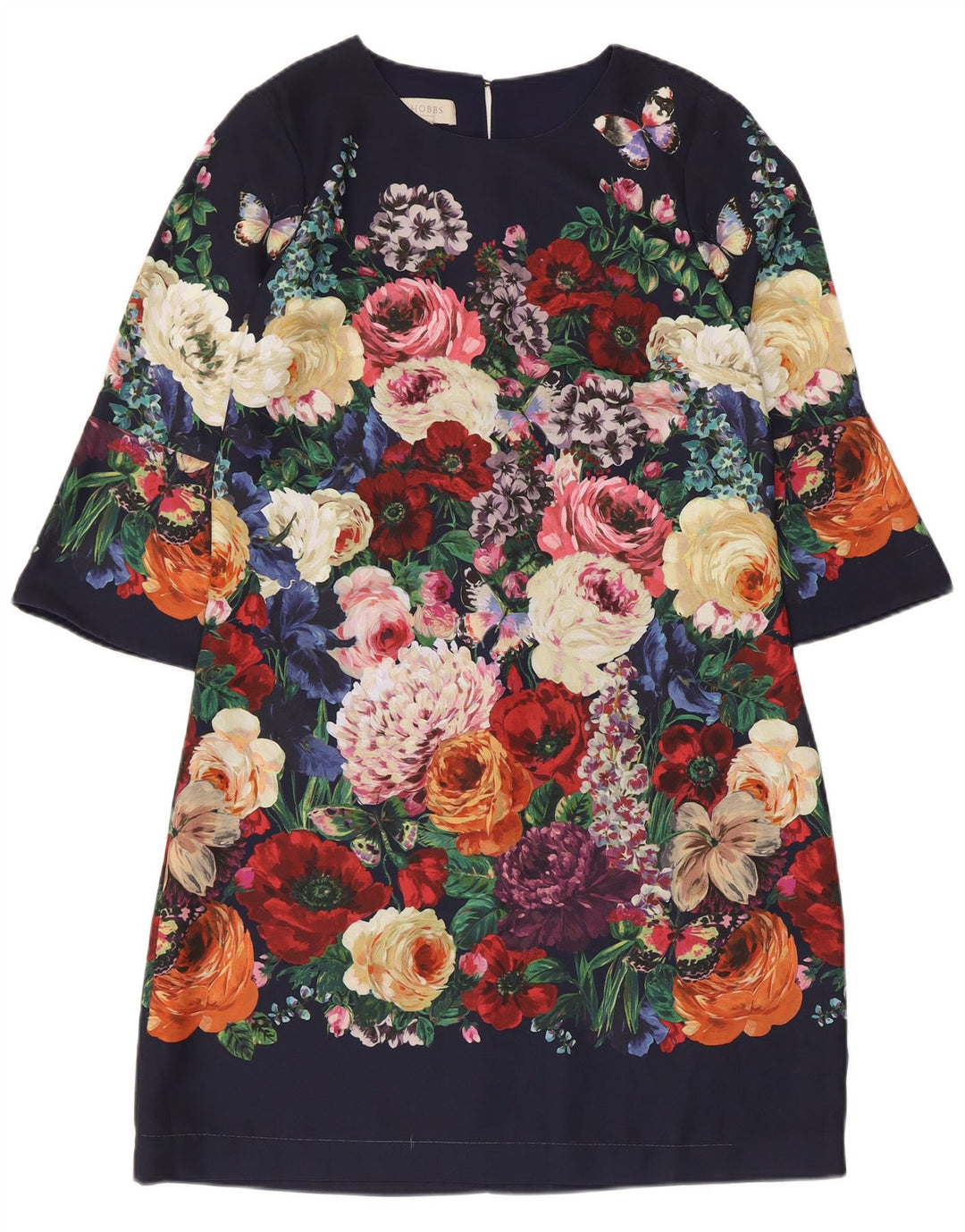 Hobbs Womens 3/4 Sleeve Shift Dress UK 12 Medium Multicoloured Floral