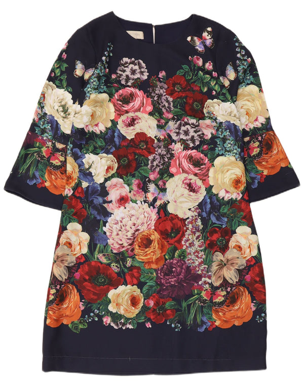Hobbs Womens 3/4 Sleeve Shift Dress UK 12 Medium Multicoloured Floral