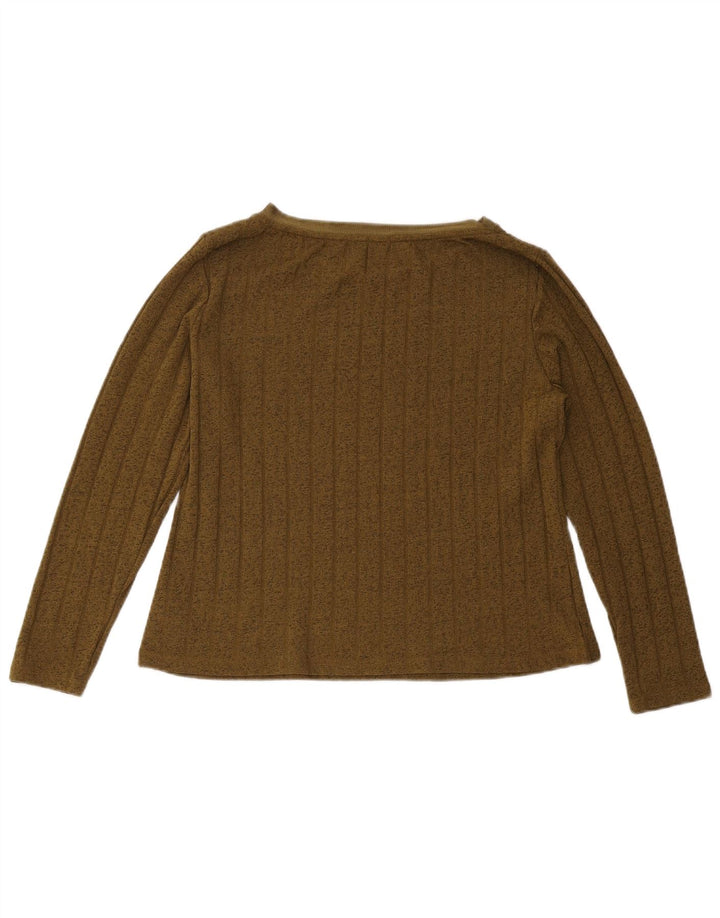 Marks & Spencer Womens Top Long Sleeve UK 12 Medium Khaki Polyester