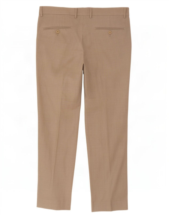 Van Heusen Mens Straight Suit Trousers W34 L30 Beige Polyester