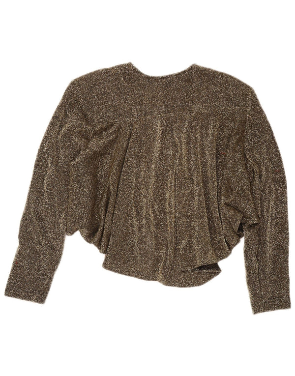 Vintage Womens Bolero Cardigan Sweater UK 14 Medium Gold Flecked Acrylic
